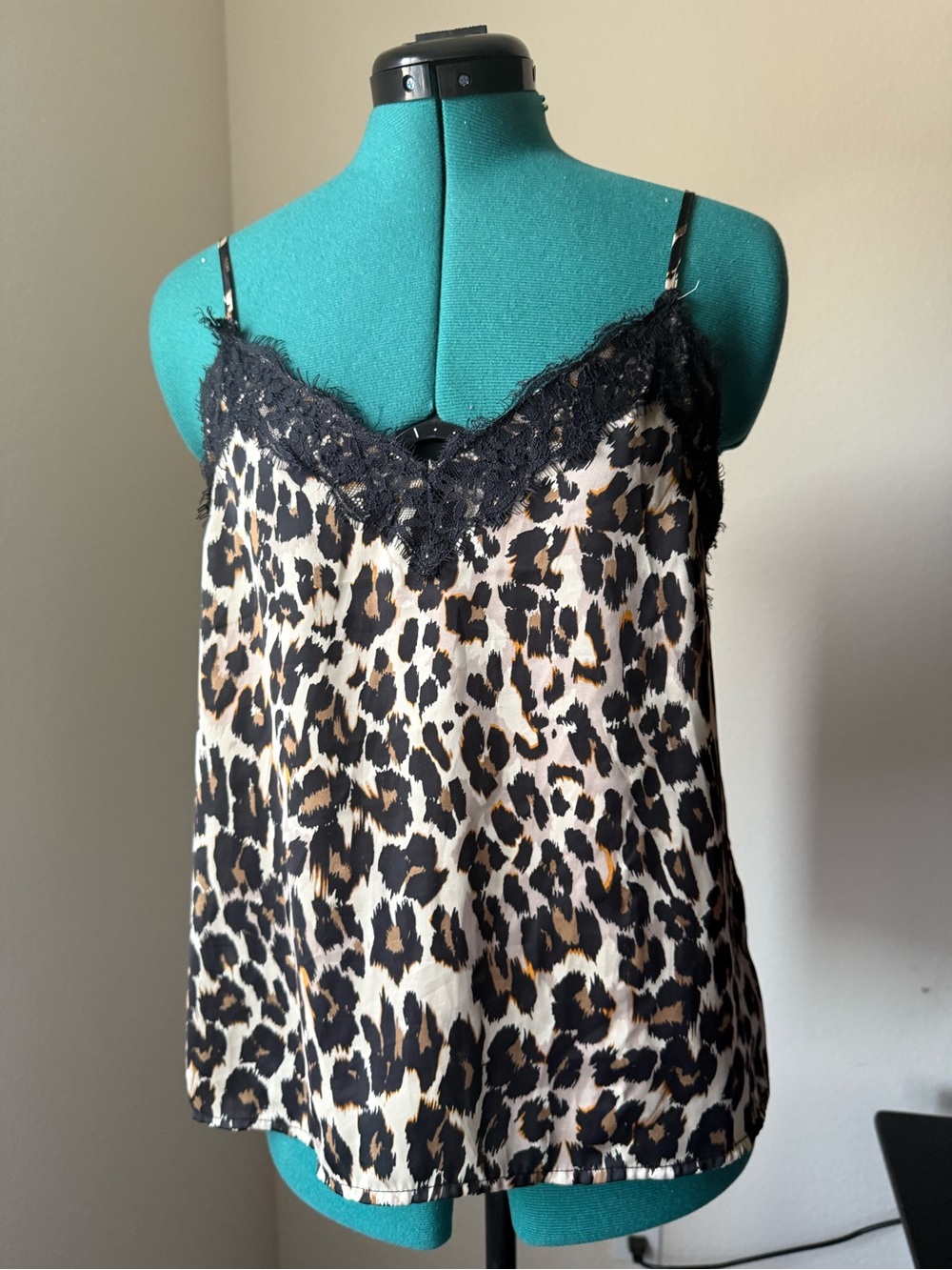 bp Leopard Print Lace-Trim Cami - Black & Tan